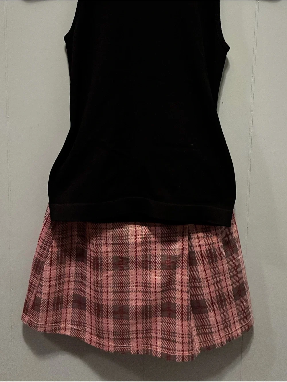 Beautees Pink and Black Plaid Pleated Skirt